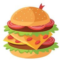 Fresh Hamburgers With Bacon and Toppings on White Background vector