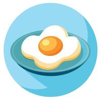 Dish with fried eggs on a blurred background. vector