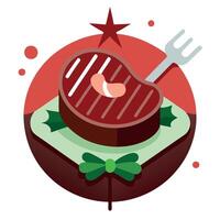 Beef grill steak as Advent creation vector