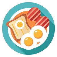 Delicious Breakfast with Sunny-Side Up Eggs. Bacon and Toast vector