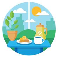 Breakfast Table Setting with a Sunny View vector