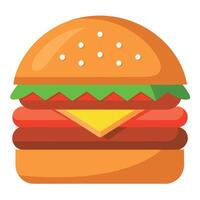 A hamburger with a tomato and a slice of cheese on top vector