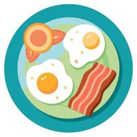 Breakfast with fried eggs and bacon vector