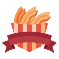 Crunchy fried bacon strips background full frame banner. vector