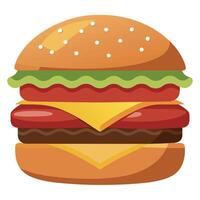 A large cheeseburger with bacon and cheese vector