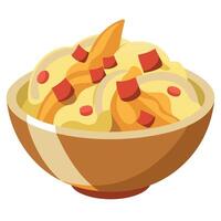 Close-up of german-style potato salad with bacon bits vector