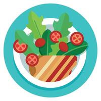 Grilled chicken salad with bacon and cherries vector