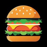 Hamburger on black background generated by AI vector