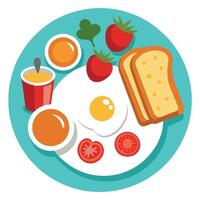 Delicious breakfast with eggs. bacon. toast and tomatoes. vector