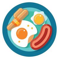 Breakfast with Fried Eggs. Bacon and Sausages. vector