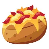 Close-up of loaded baked potato with cheese and bacon vector