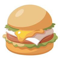 Eggs benedict burger isolated on a transparent background vector