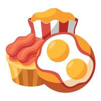 Idea for bacon and cheddar egg muffins to grab for breakfast vector
