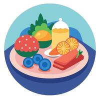 A platter of food on a table vector