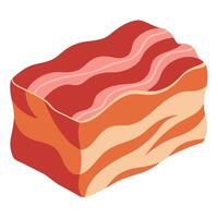 Bacon block boiled in low temperaturee. vector