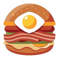 A burger with a fried egg and bacon vector