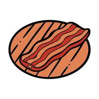 Close-up shot of cooked bacon on a grill. with visible sizzle marks and seasonings. vector