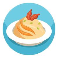 A plate of creamy mashed potatoes topped with crispy bacon strips vector