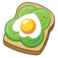 Avocado toast with fried egg isolated on transparent background . vector