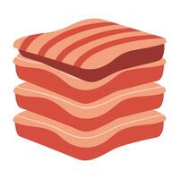 A stack of thin slices of meat vector