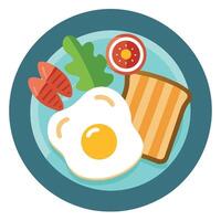 Classic Breakfast Plate with Fried Egg. Bacon. Toast. and Parsley vector