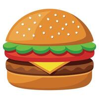 High-Quality Fully Loaded Burger Isolated on Transparent Background vector