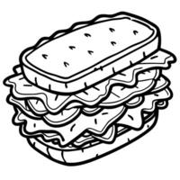 Delicious sandwich stacked with fresh lettuce. savory bacon. and rich ketchup on toasted bread. perf vector