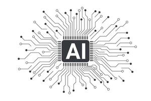 Artificial intelligence chip processor isolated on white. AI concept. CPU. vector