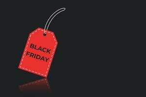 Black Friday sale banner. Red tag on black background. Black Friday shopping. vector