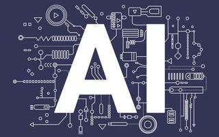 Artificial intelligence banner. Artificial intelligence chip processor. Artificial intelligence concept. vector