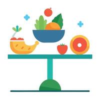 Balanced chicken salad. low-carb. high protein. flat design illustration vector