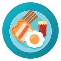 Chicken egg on a plate with bacon and hash browns. classic breakfast vector
