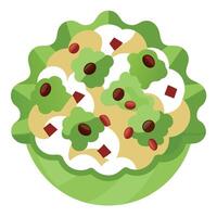 Crunchy and Creamy Closeup of Broccoli Salad with Raisins and Bacon Bits vector