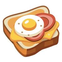 Gourmet open-faced sandwich with egg and bacon. cut out - stock . vector