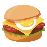 A hamburger with an egg on top vector