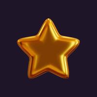 3D holographic star with a reflective sheen. Golden metallic design element with a retro futuristic aesthetic, isolated vector