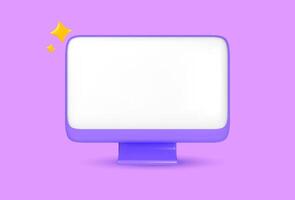 Contemporary desktop monitor. 3D realistic design in a playful style. Isolated against a lilac background. vector