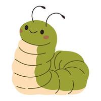 Flat illustration in children's style. Cute caterpillar on white background vector
