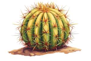 Title Copy code Barrel Cactus with Sharp Spines Illustration. png