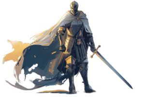 Medieval Knight in Full Armor with Cape. png