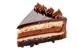 Rich Chocolate Layer Cake Slice with Ganache. png