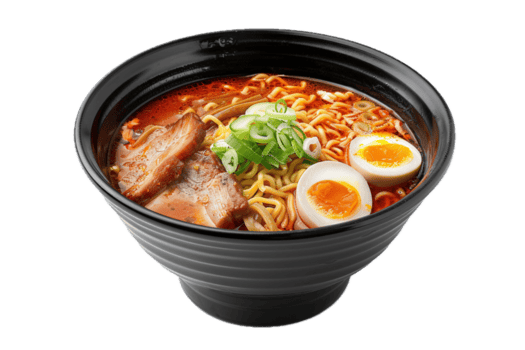 picante ramen tallarines con hervido huevos. png