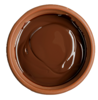Swirled dark chocolate spread in container. png