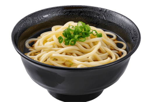 tradicional udon fideos sopa con verde cebollas. png