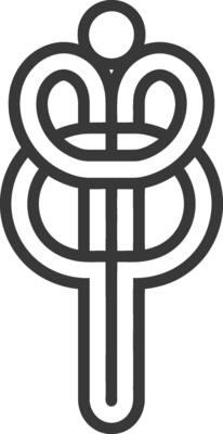 A stylized graphic of a serpent with its tail in its mouth