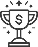 A trophy with a dollar sign inside and stars around it vector