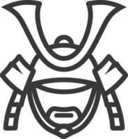 Black and White Line Drawing of a Samurai Helmet vector