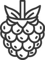 Black and White Line Drawing of a Raspberry vector
