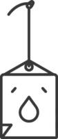 Black and White Line Drawing of a Hanging Tag with a Water Drop Icon vector