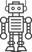 Black and White Line Drawing of a Simple Robot vector